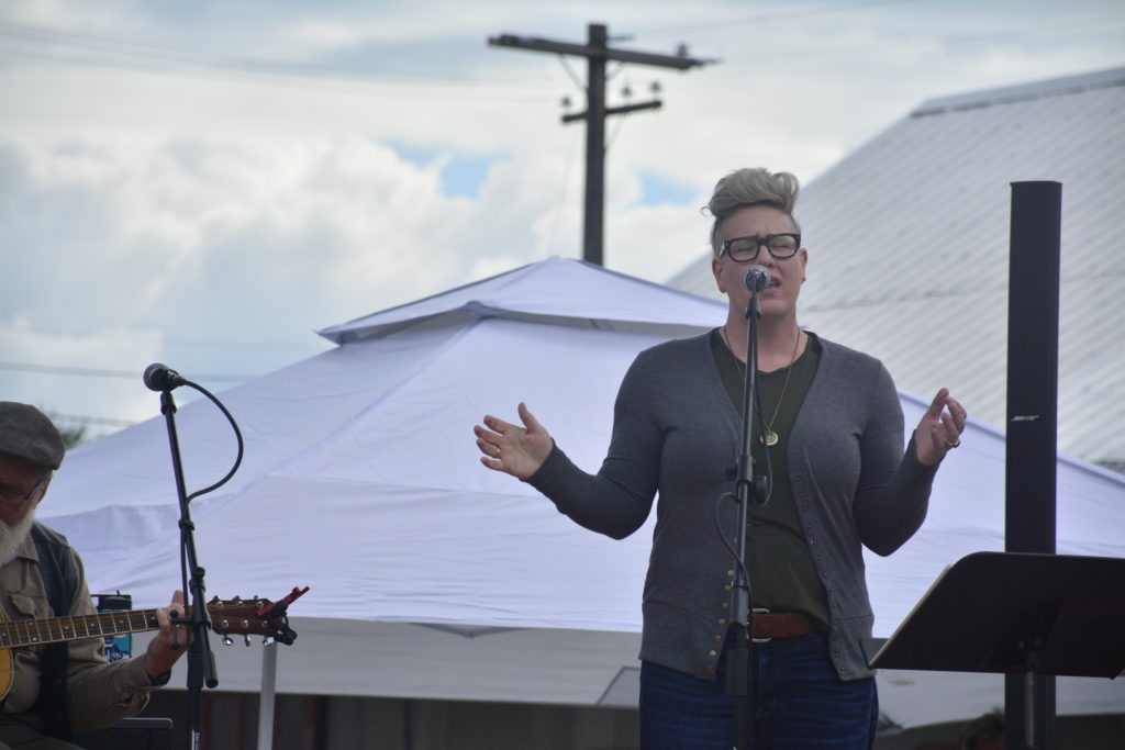 The Nightjars singer performing outdoors